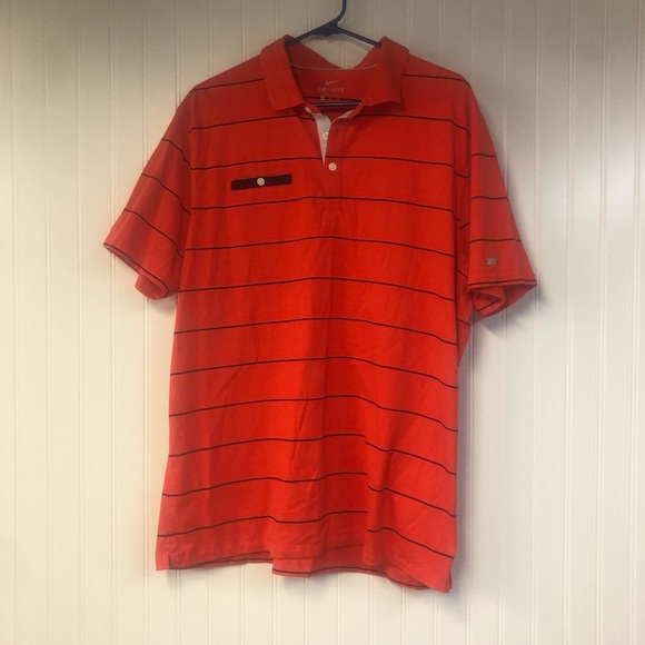 Nike Dri-FIT Red Striped Short Sleeve Polo XL - Picture 1 of 4